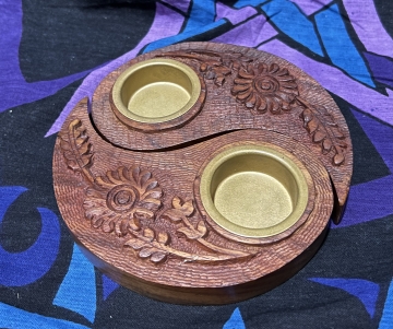 Yin Yang Tealight wood set
